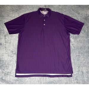 Peter Millar‎ Summer Comfort SS Polo Men's Large Red & Blue Check Golf Walking